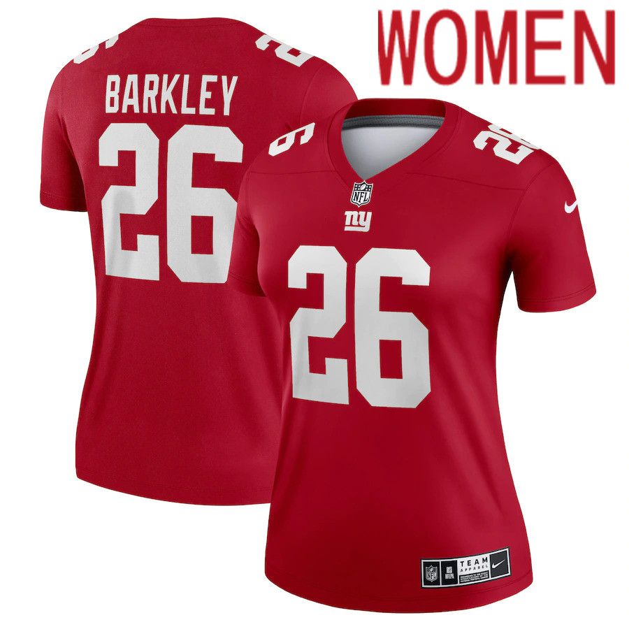 Women New York Giants 26 Saquon Barkley Nike Red Inverted Legend NFL Jersey